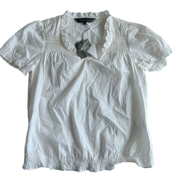 New with tags white cotton v neck blouse - Picture 2 of 3